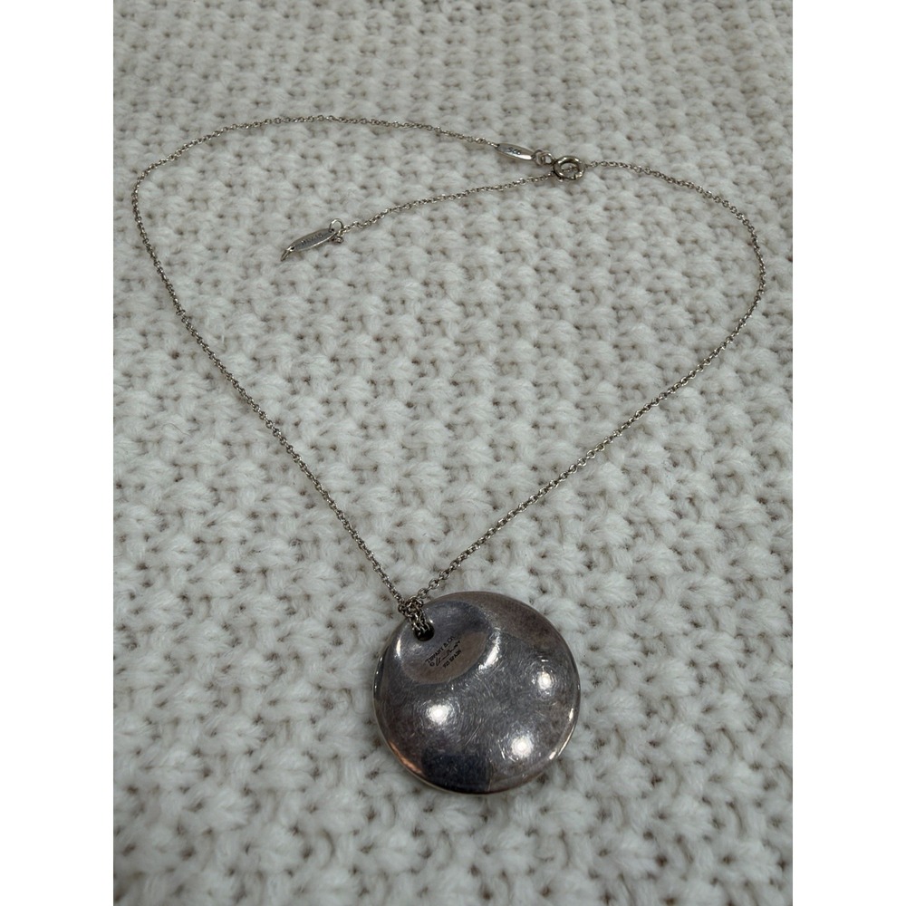 Tiffany & Co Elsa Peretti Round Disc Pendant Necklace Sterling Silver 925 Spain